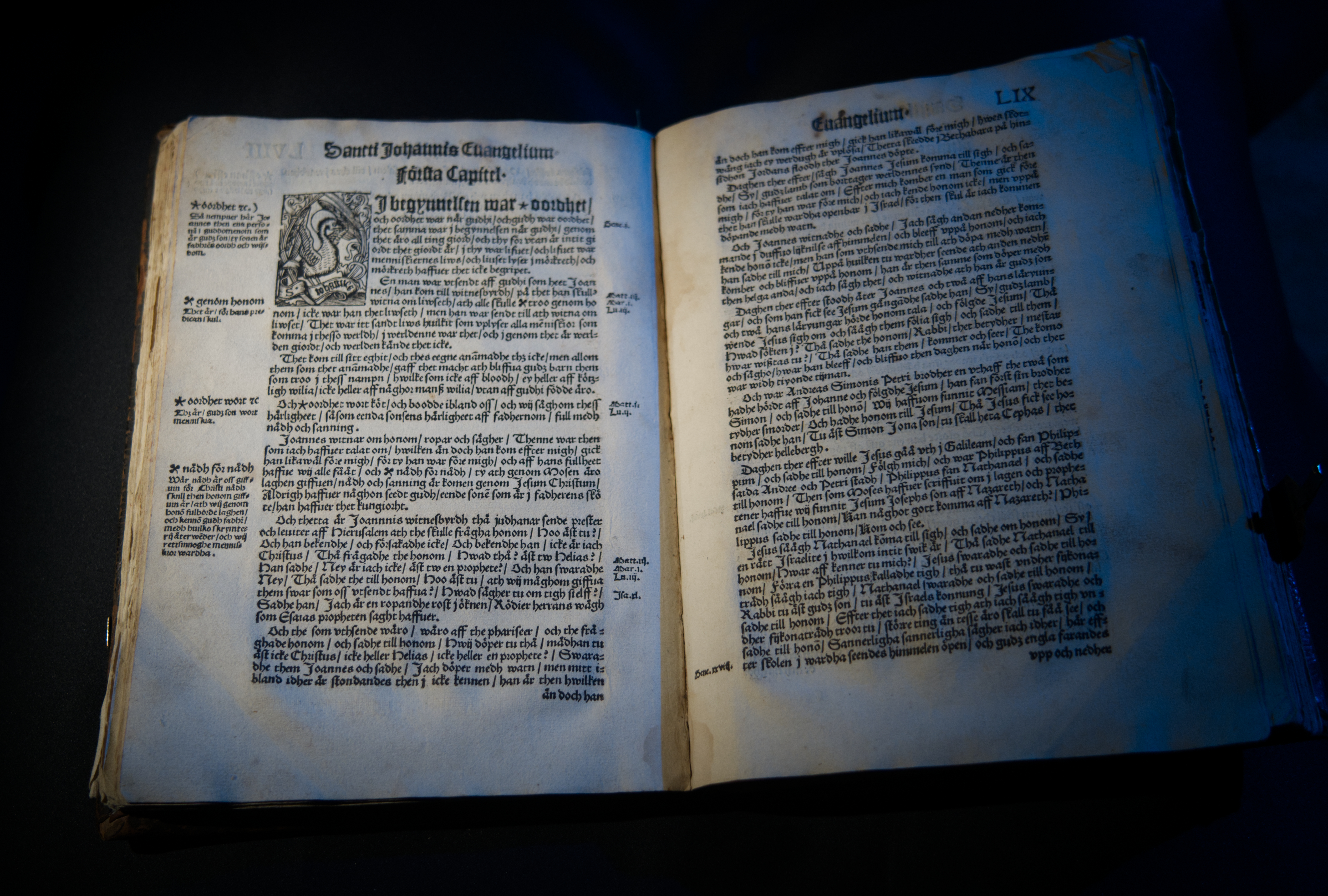 Uppslag med text från Nya testamentet 1526.