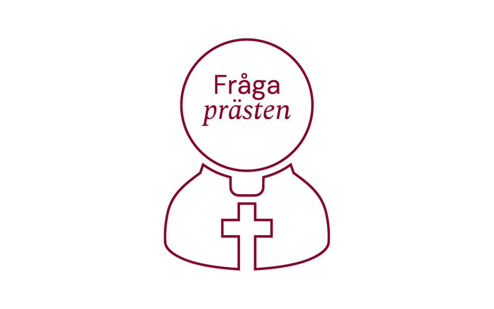 Enkel illustration av en präst med texten Fråga prästen