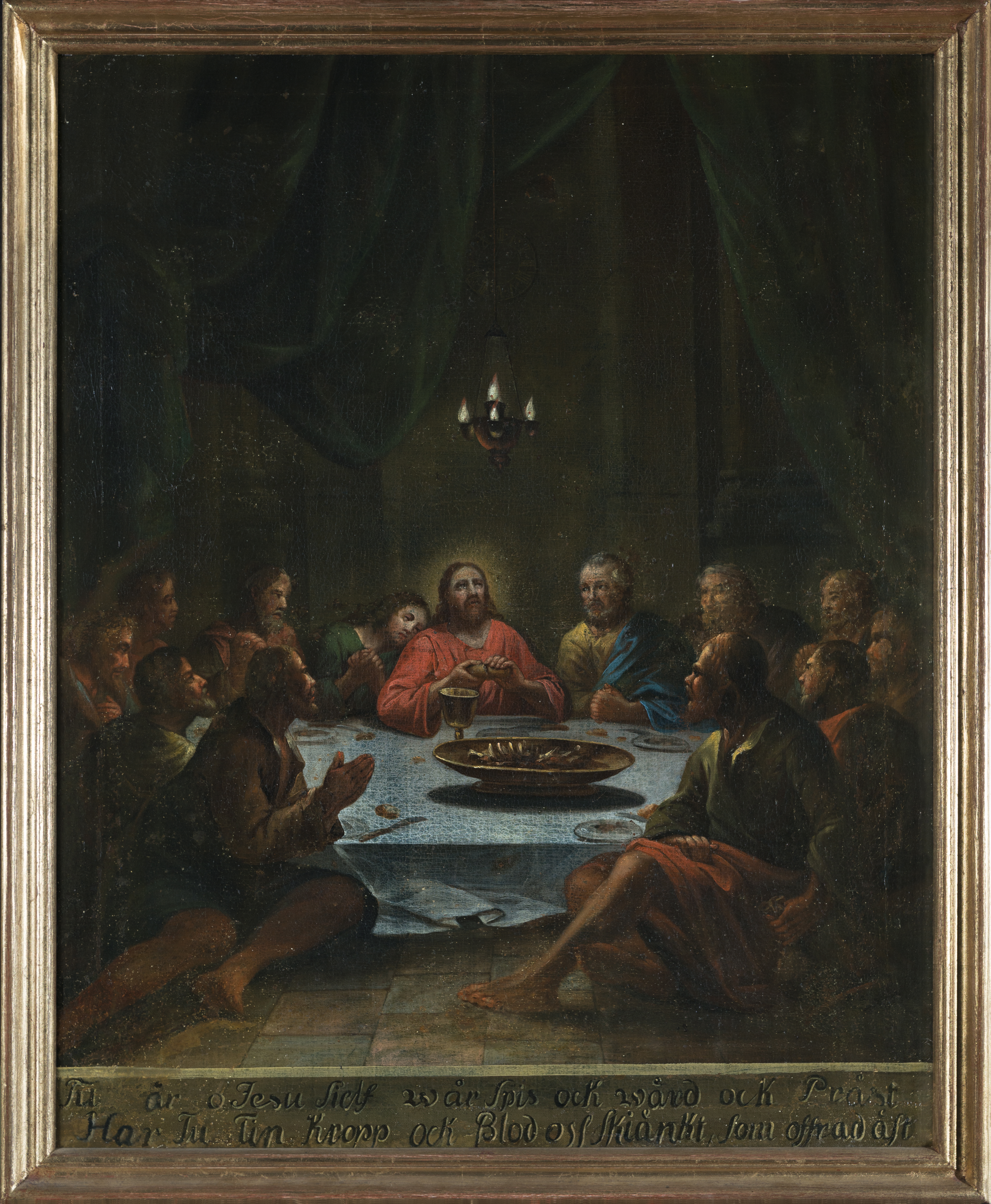 Oljemålning på duk med motiv från Jesu passionshistoria.